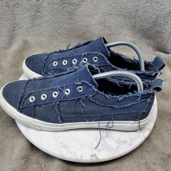 Corkys Shoes Womens 10 Babalu Blue Distressed Sneakers With Frayed Edges - Picture 1 of 8